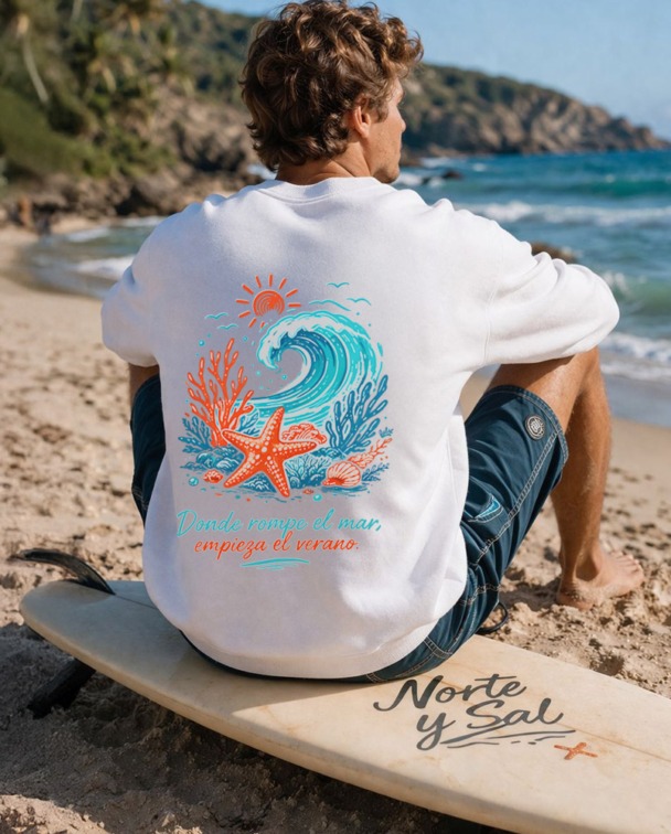 Alternative view of SUDADERA UNISEX NORTE Y SAL BLANCA – YA DISPONIBLE
