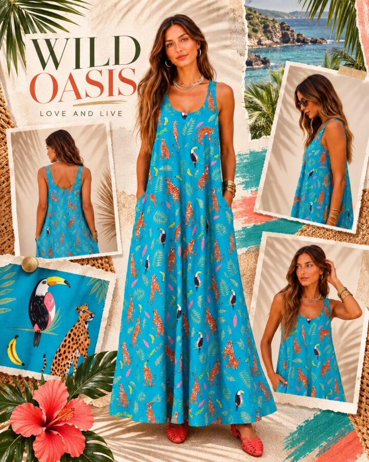 WILD OASIS Déjate llevar por el espíritu más salvaje del verano con WILD OASIS, un vestido largo…