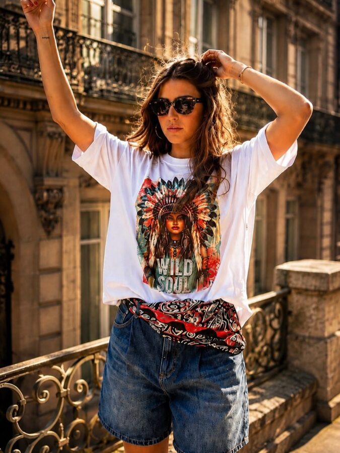 Camiseta Unisex Wild Soul 🌵🧲 Camiseta unisex de inspiración boho-western confeccionada en algodón premium de m